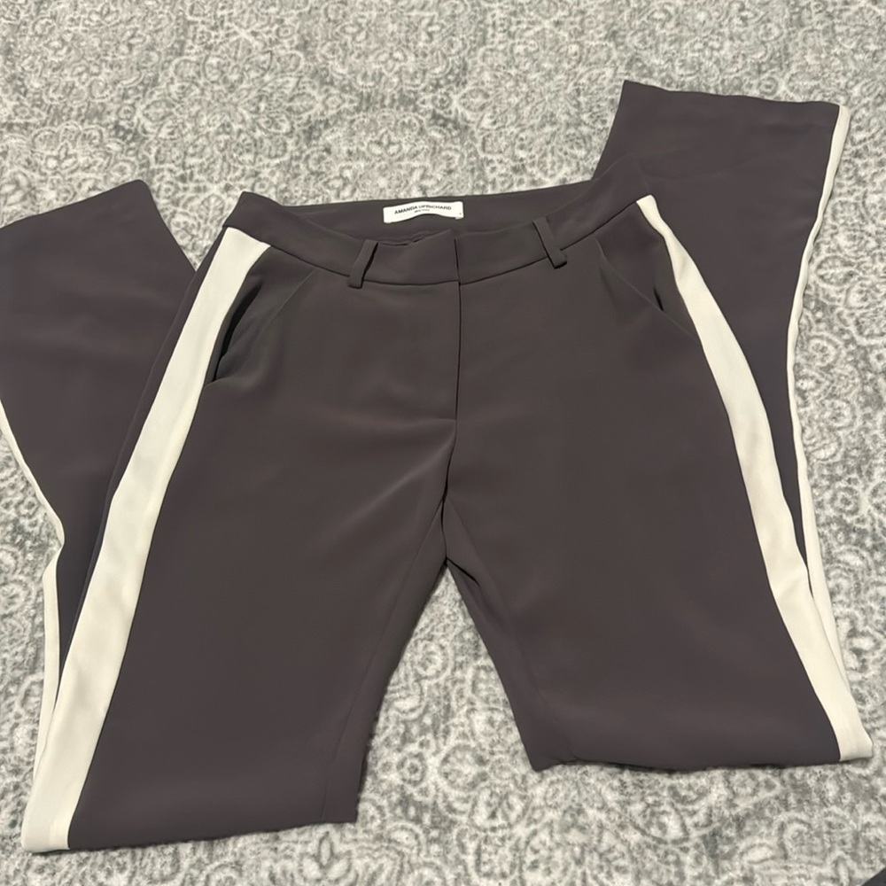 Amanda Uprichard pants Size P (s/xs) charcoal grey with stripe.